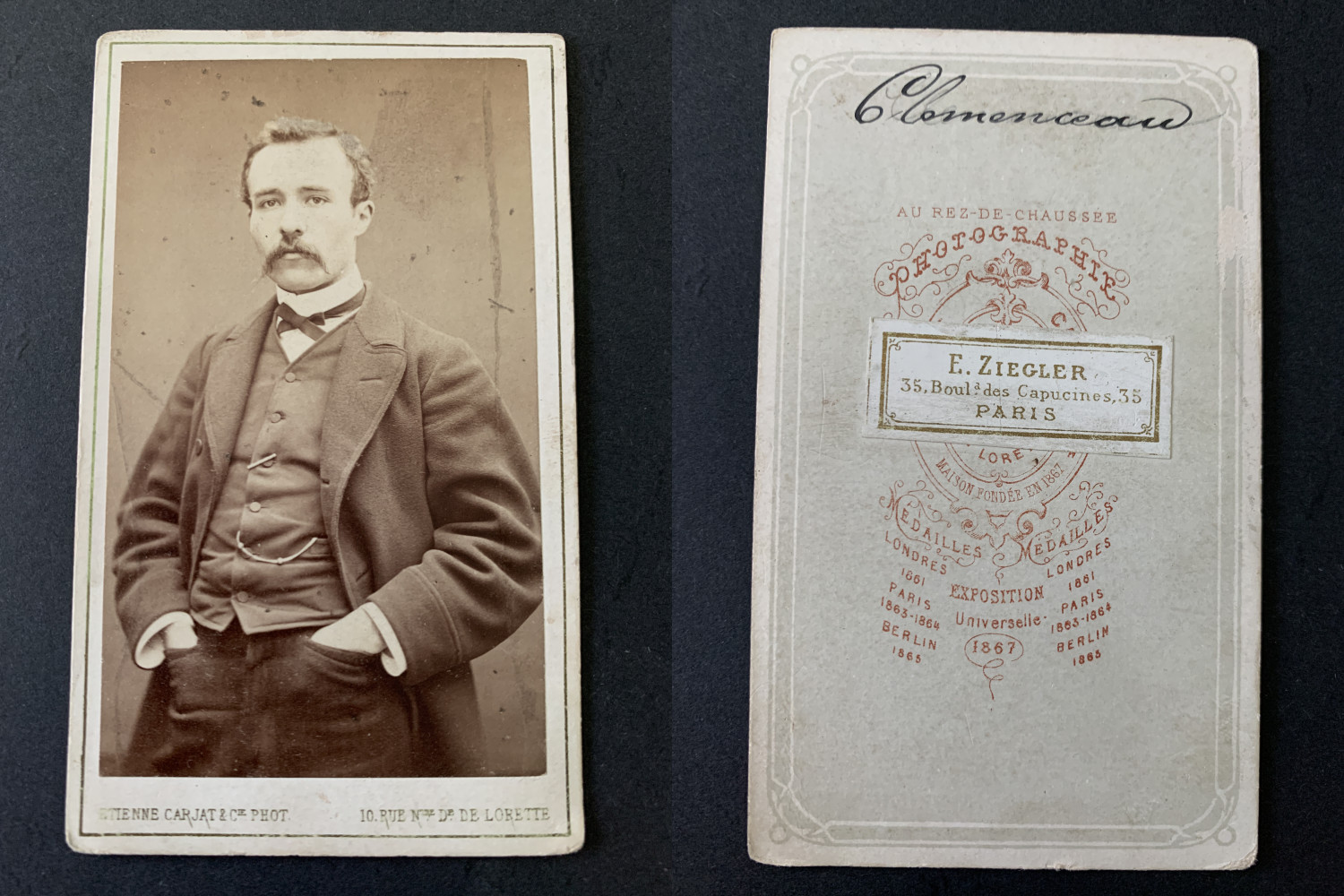Carjat, Paris, Georges Clémenceau Vintage Albumen Print CDV.Georges Clemenceau