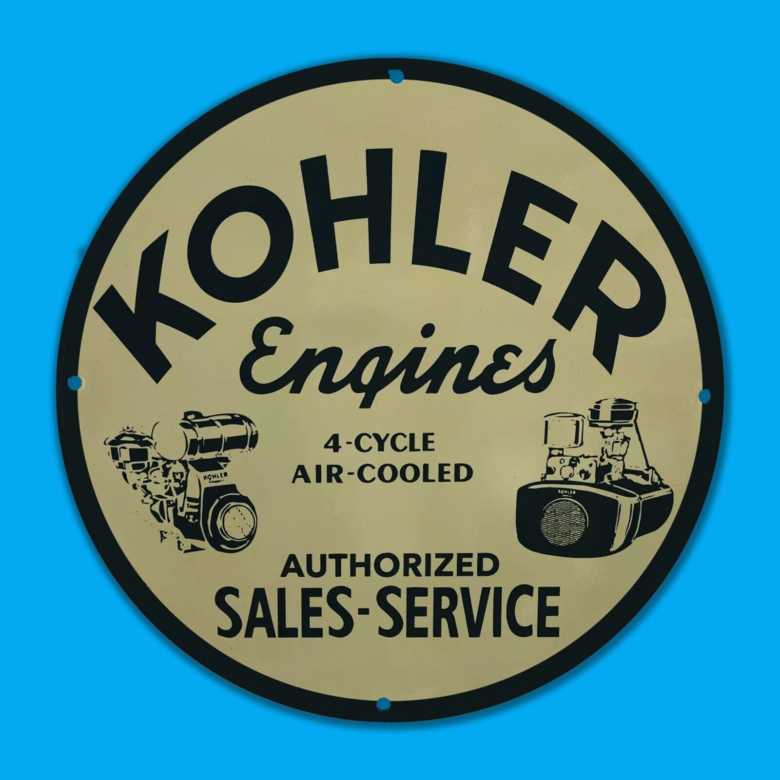 VINTAGE KOHLER ENQINES AIR GAS STATION SERVICE MAN CAVE OIL PORCELAIN SIGN