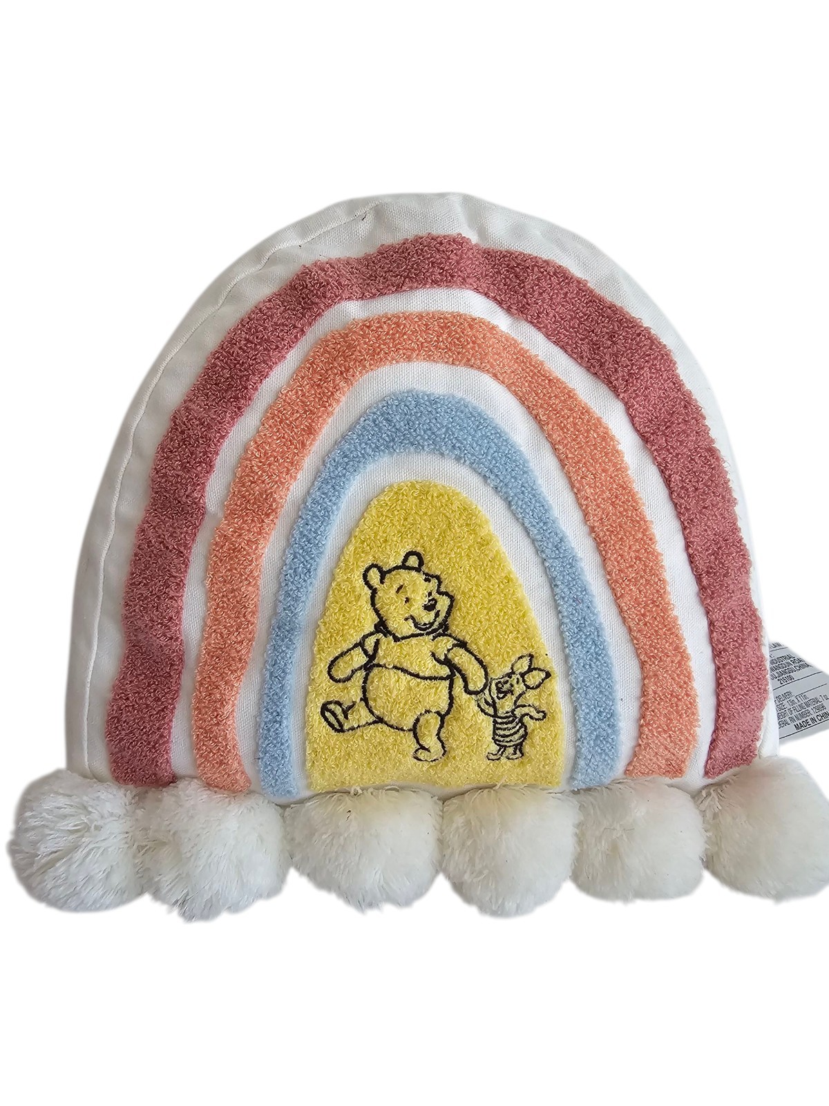 2021 Disney Parks Winnie The Pooh Piglet Rainbow Pom Pom Throw Pillow 13