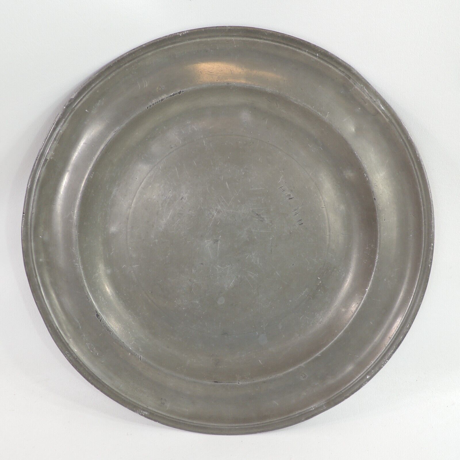 Antique Pewter Deep Dish Platter Charger 13 7/8\
