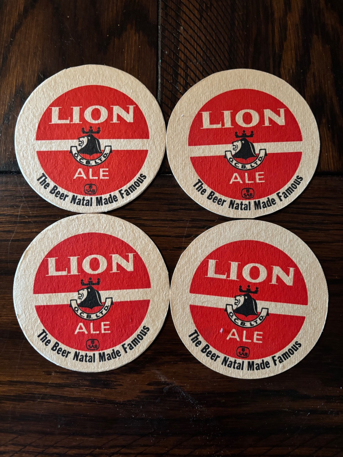 Vintage Lion Ale O.C.B. LTD SAB Pulpboard Coasters 3 11/16\