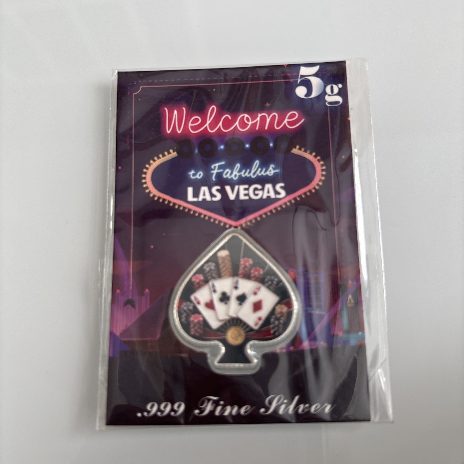 Welcome To Fabulous Las Vegas Silver Spade  5 Grams Of .999 Silver 