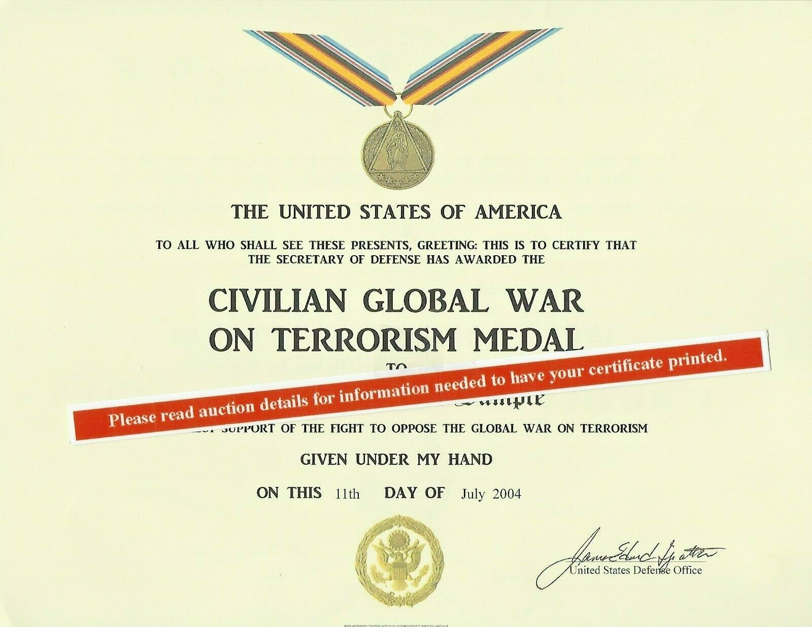 Civilian Golbal War on Terrorism Certificate Civilian Golbal War on Terrorism Certificate