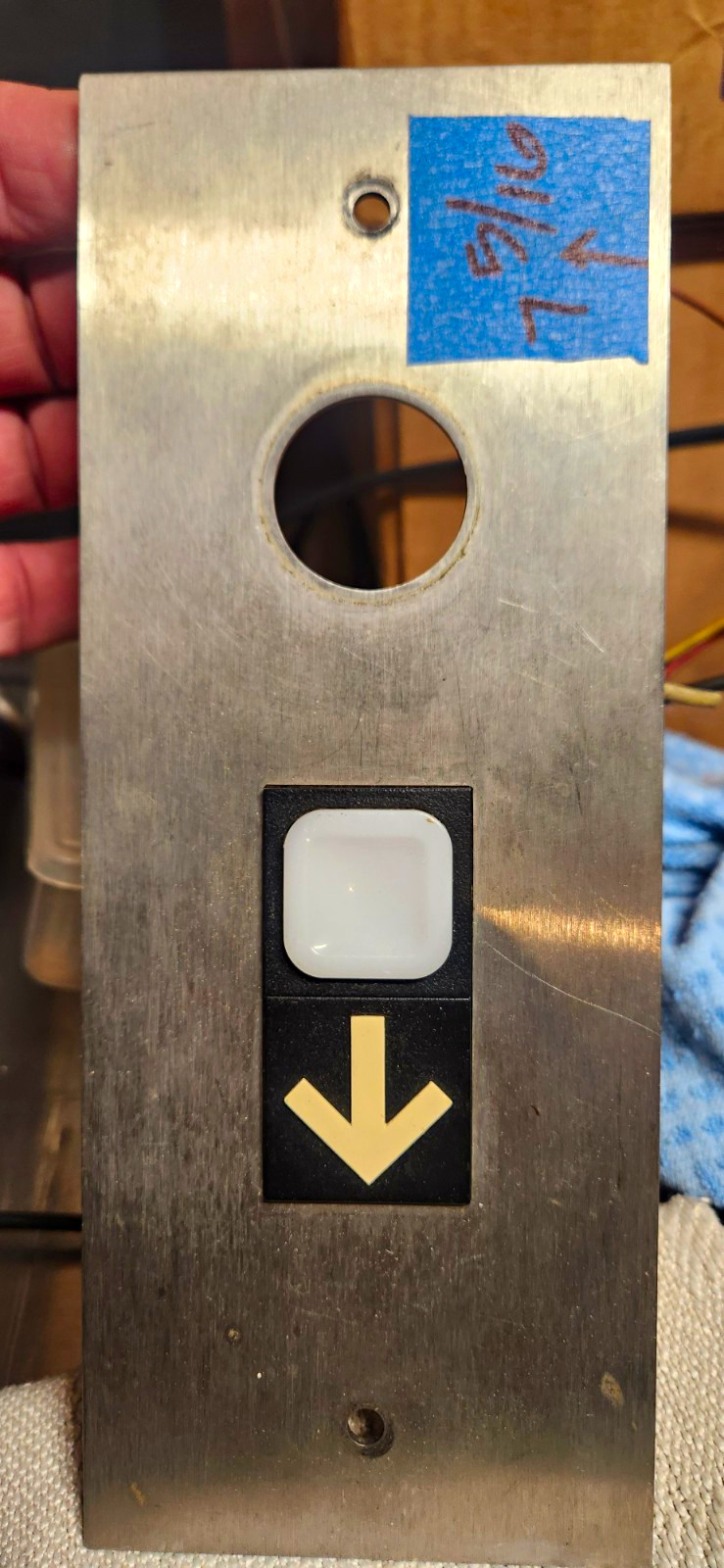 Vintage Dover Elevator Hall push button panel with up or down arrow 