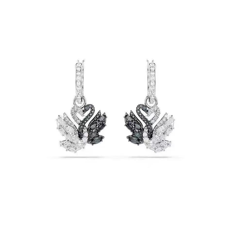 Swarovski Black and White Swan Earringse 
