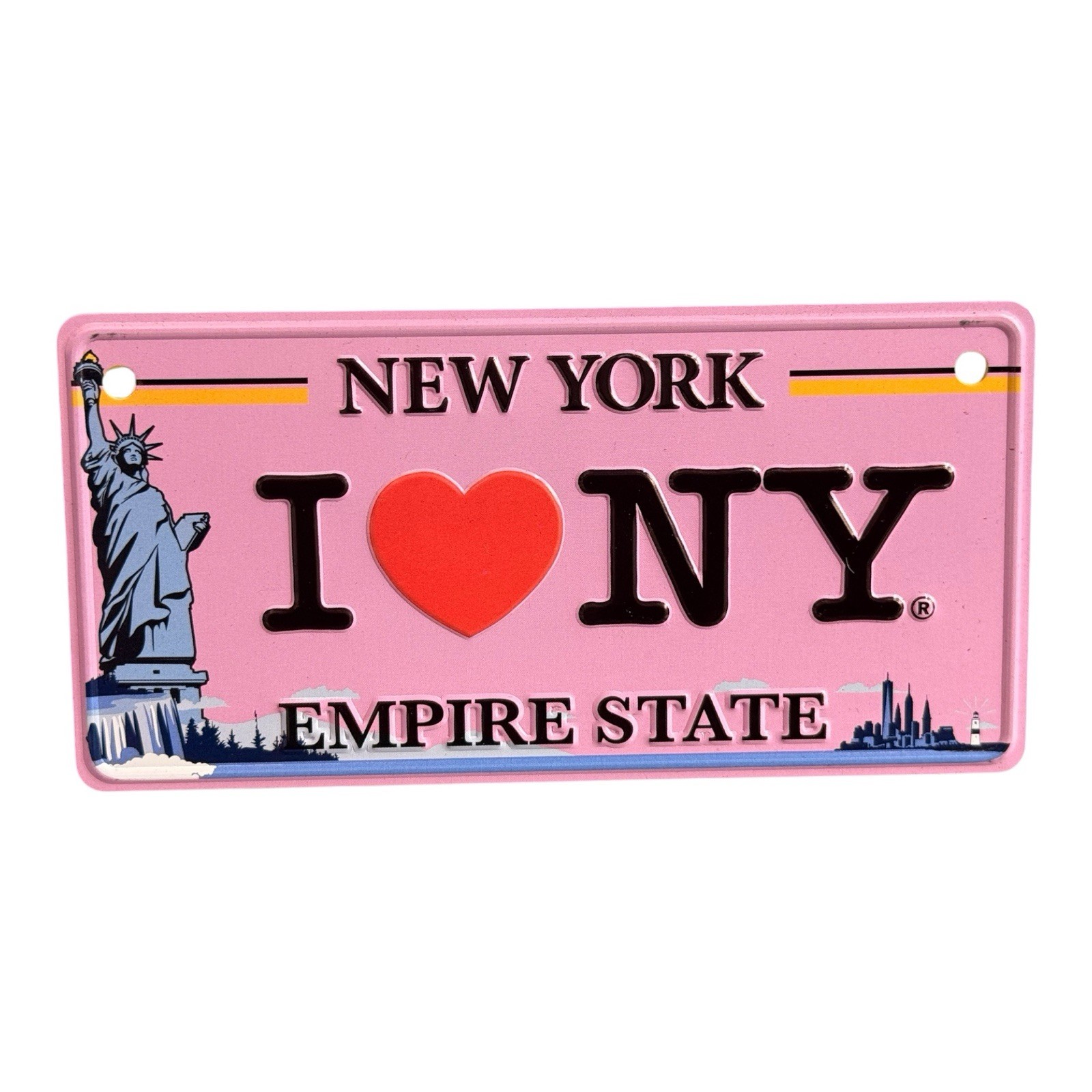 Pink I Love NY New York Empire State Souvenir License Plate NYC Decor