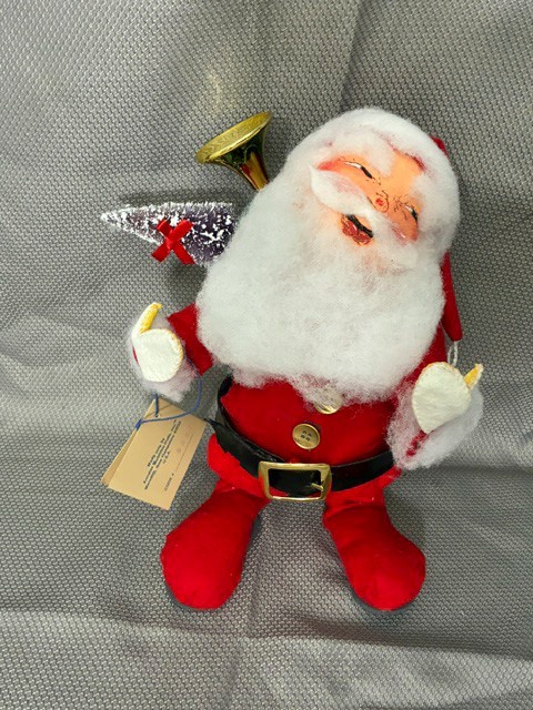 Vintage Annalee 10” Santa Trumpet Horn Christmas Doll Original Tag USA