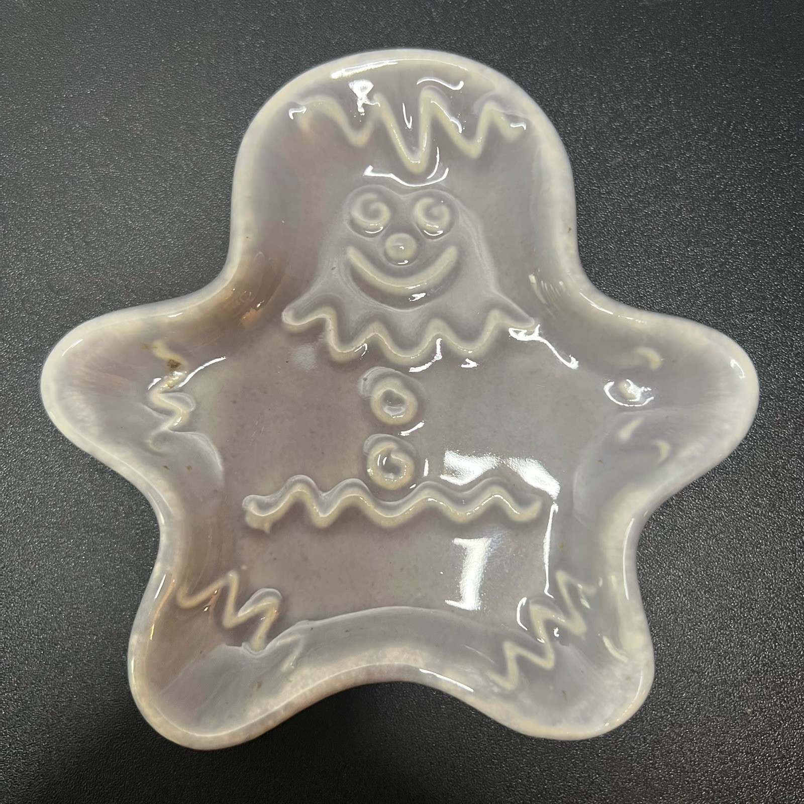 Vintage Hull Pottery Gray Drip Gingerbread Man Spoon Rest Small Dish USA MCM