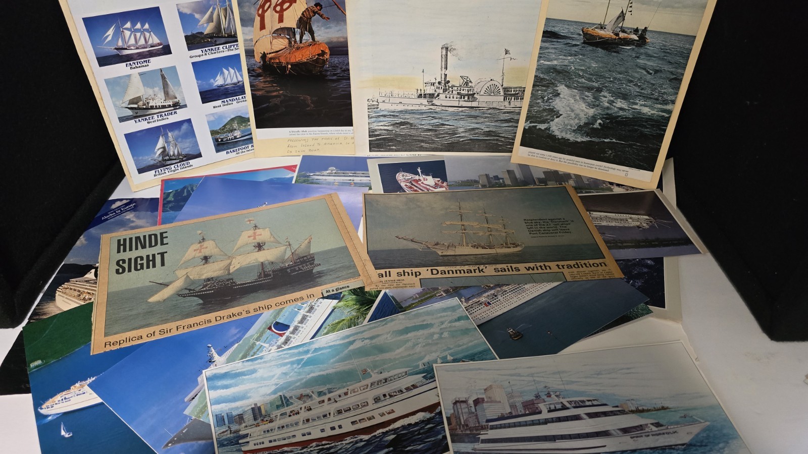 Vintage Maritime & Cruise Ship Ephemera Lot 75+ Photos Museum Cutouts Catalog Ar