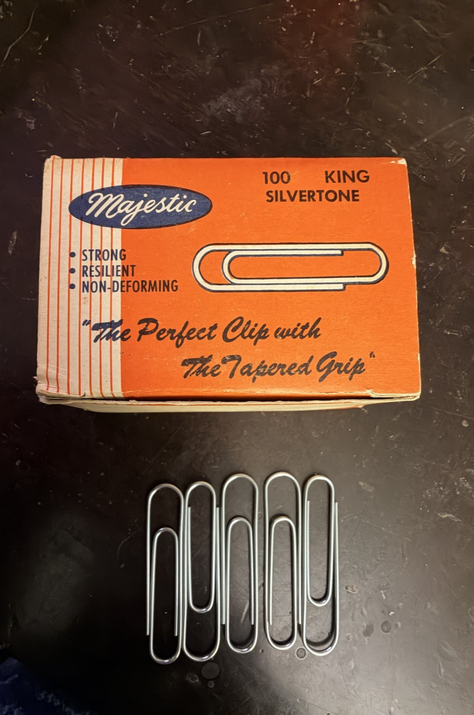 Vintage Majestic Paper Clips King Size Silvertone with the original box Vintage Majestic Paper Clips King Size Silvertone with the original box
