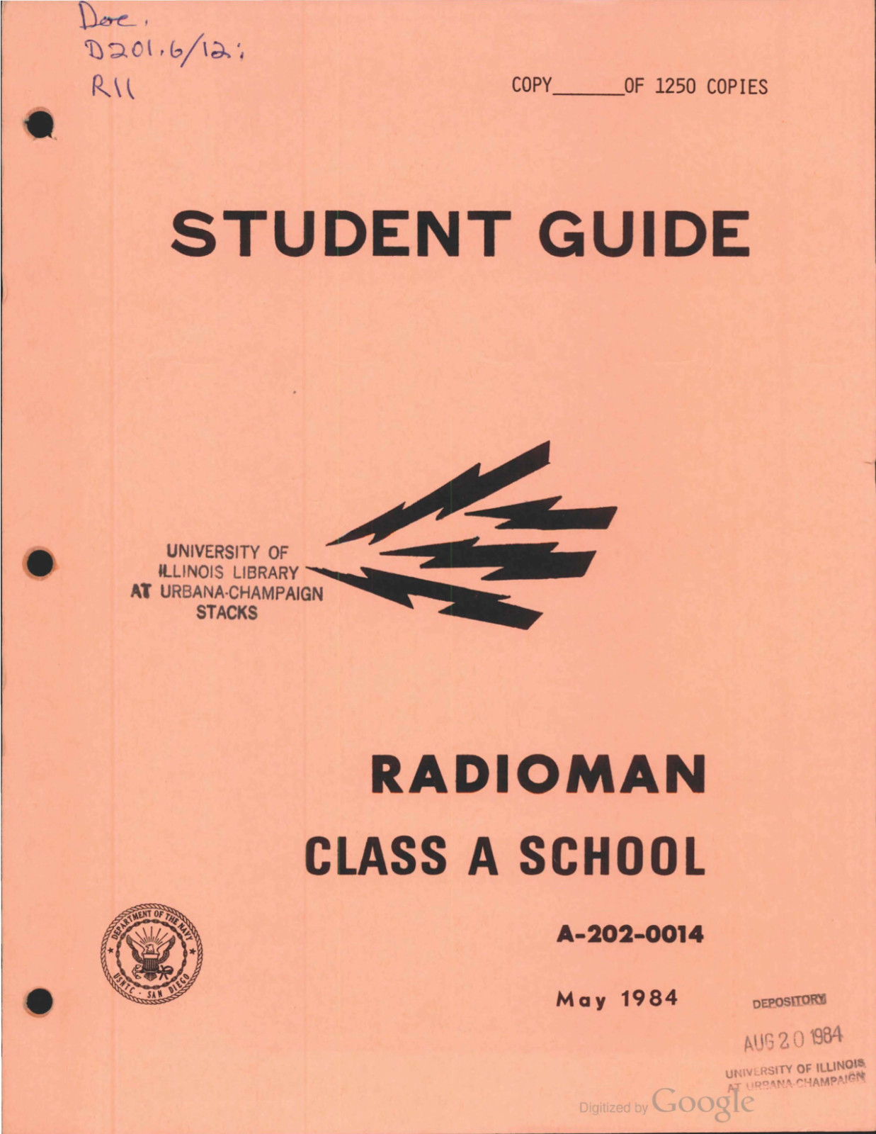 600 Page May 1984 Navy Radioman A School Student Guide A-202-0014 Manual on CD