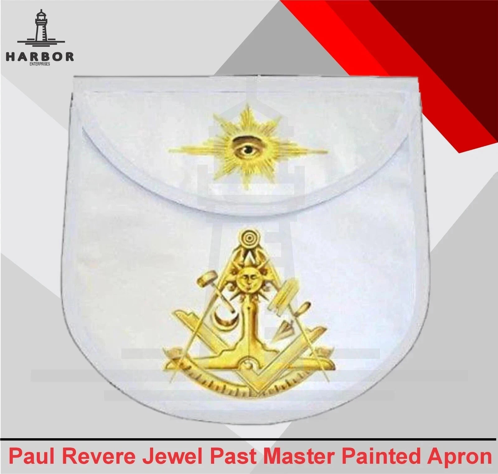 Paul Revere Past Master Masonic Apron Hand Painted Freemason Regalia