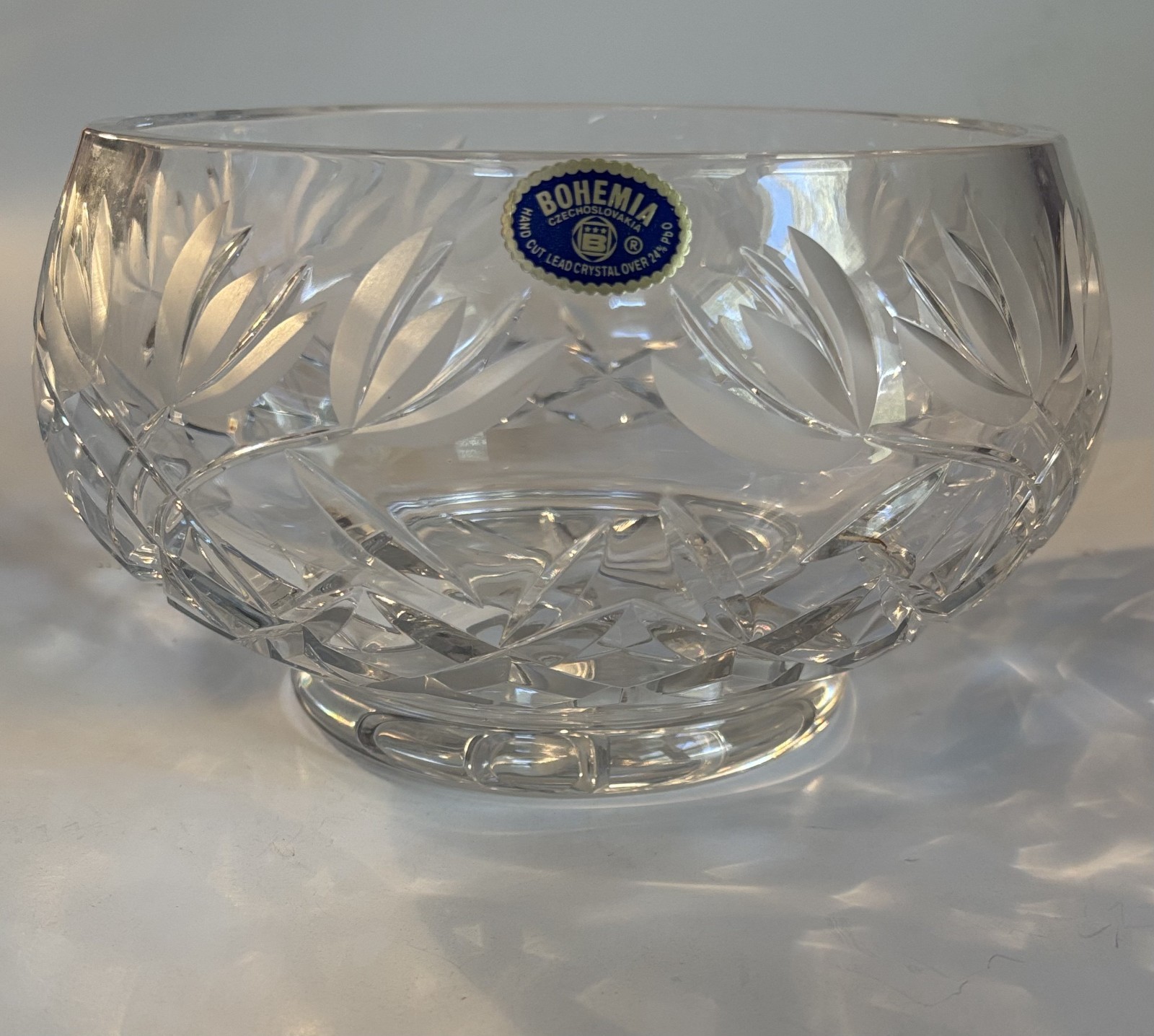 Vintage Bohemian Czech Crystal Bowl, 24% PbO Lead Hand Cut, 9\