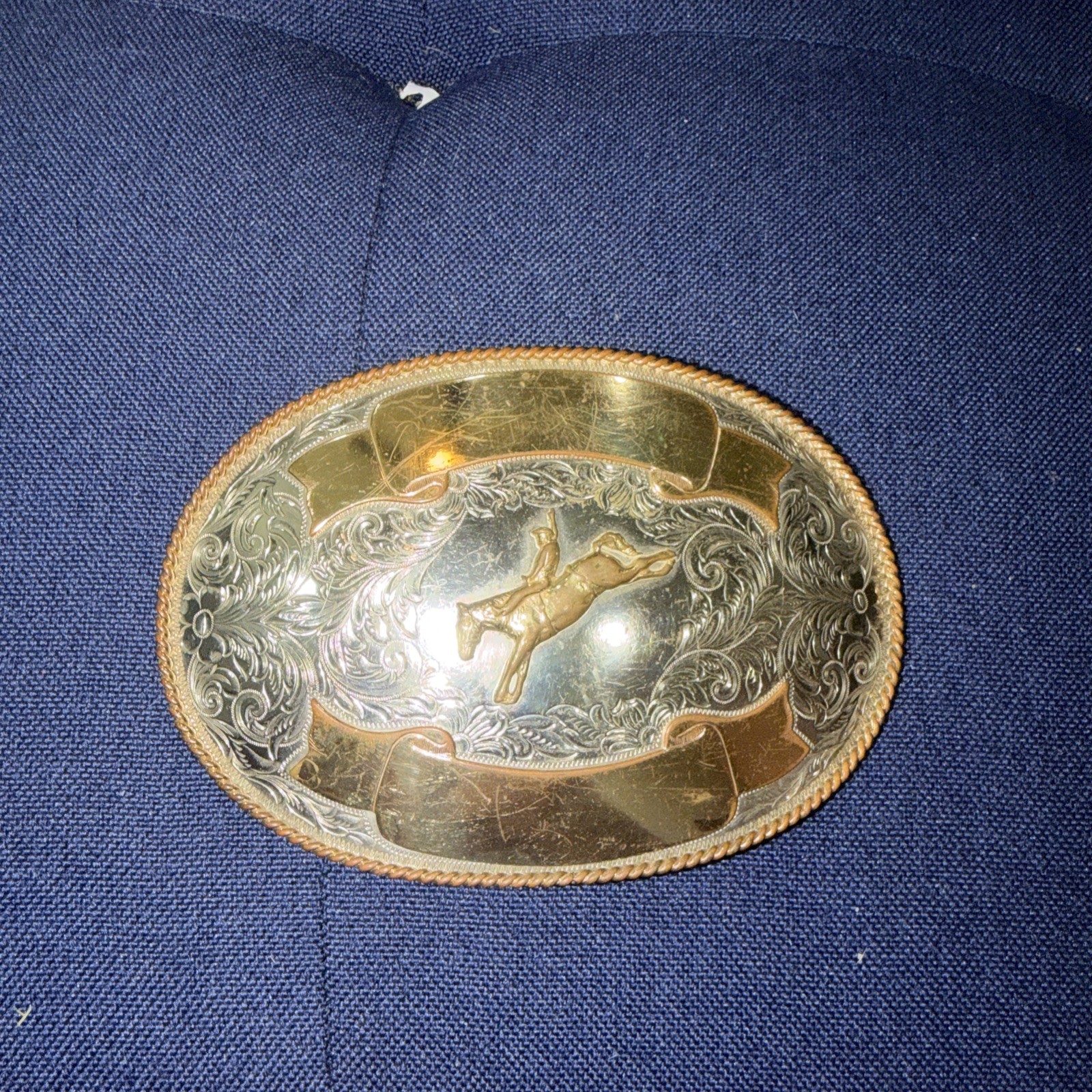 Montana Silversmiths Oval Engraved Nickel Rodeo Cowboy Western Belt Buckle