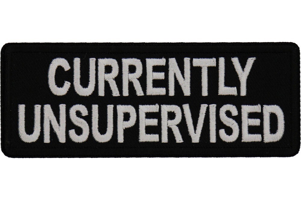 CURRENTLY UNSUPERVISED EMBROIDERED IRON ON  1 1/2 X 4 PATCH  **FREE SHIPPING**