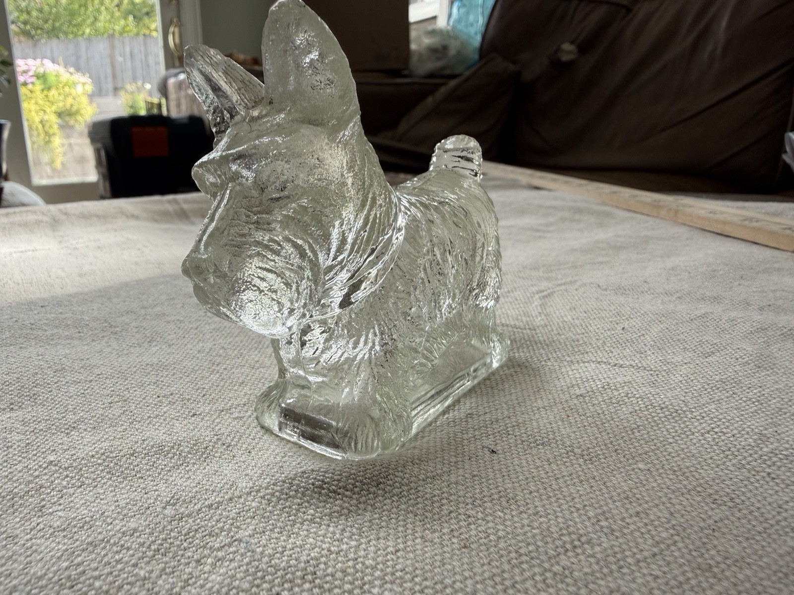 Vintage Clear Pressed Glass Scottie Dog Candy Container Scottish Terrier