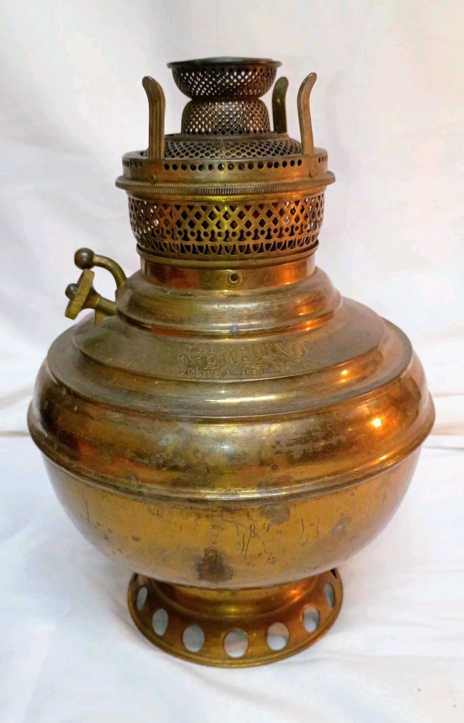 Antique Edward Miller Brass Juno Country Store Hanging Lamp 1890's - Works