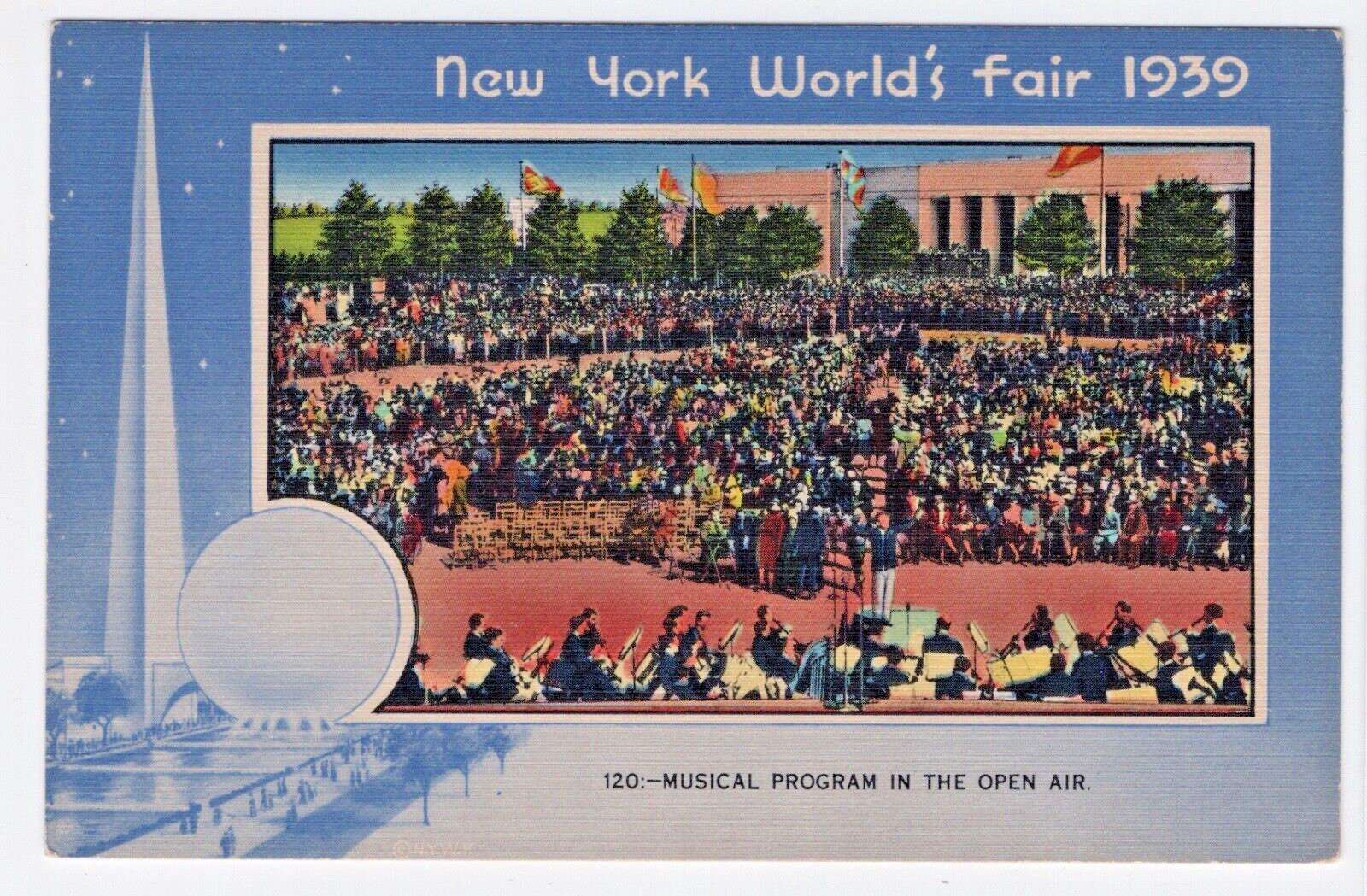 1939 New York World\'s Fair MUSICAL PROGRAM OPEN AIR 120 Concert Vintage Postcard