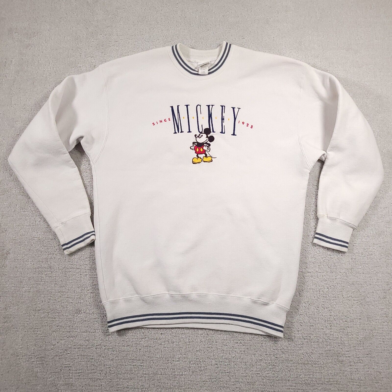 Vtg 90s The Disney Store Mickey Mouse  Crewneck Sweatshirt Adult XL White USA