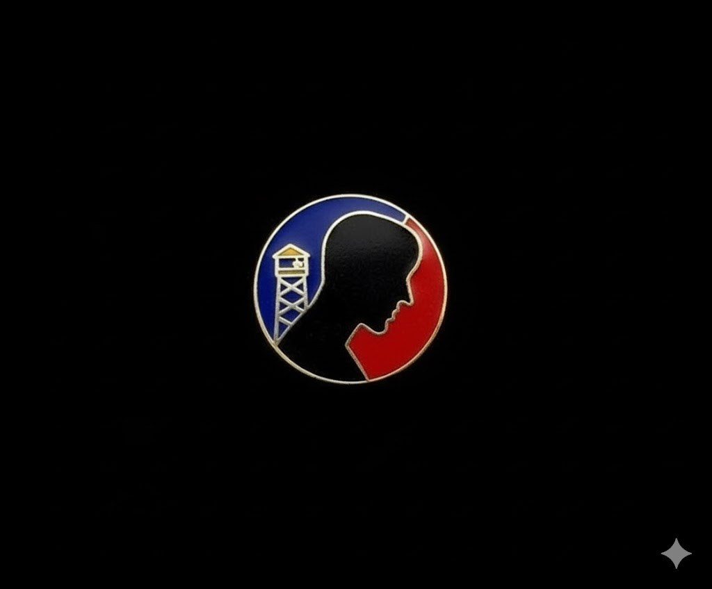 U.S. Military POW/MIA Red/Blue Logo Round Lapel Pin