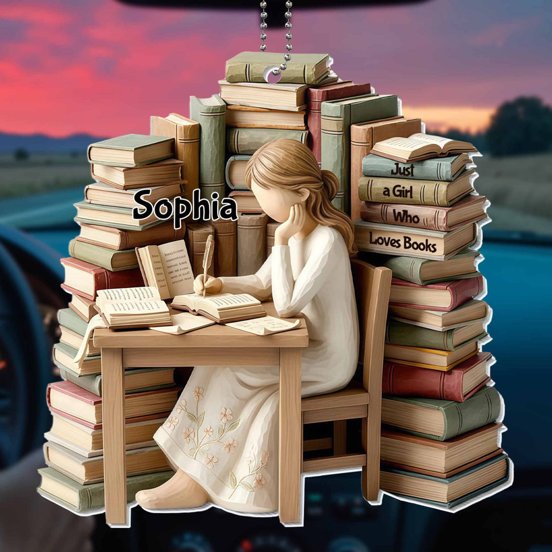 Personalized Girl Loves Books Christmas Ornament Reading Librarian Ornament Gift