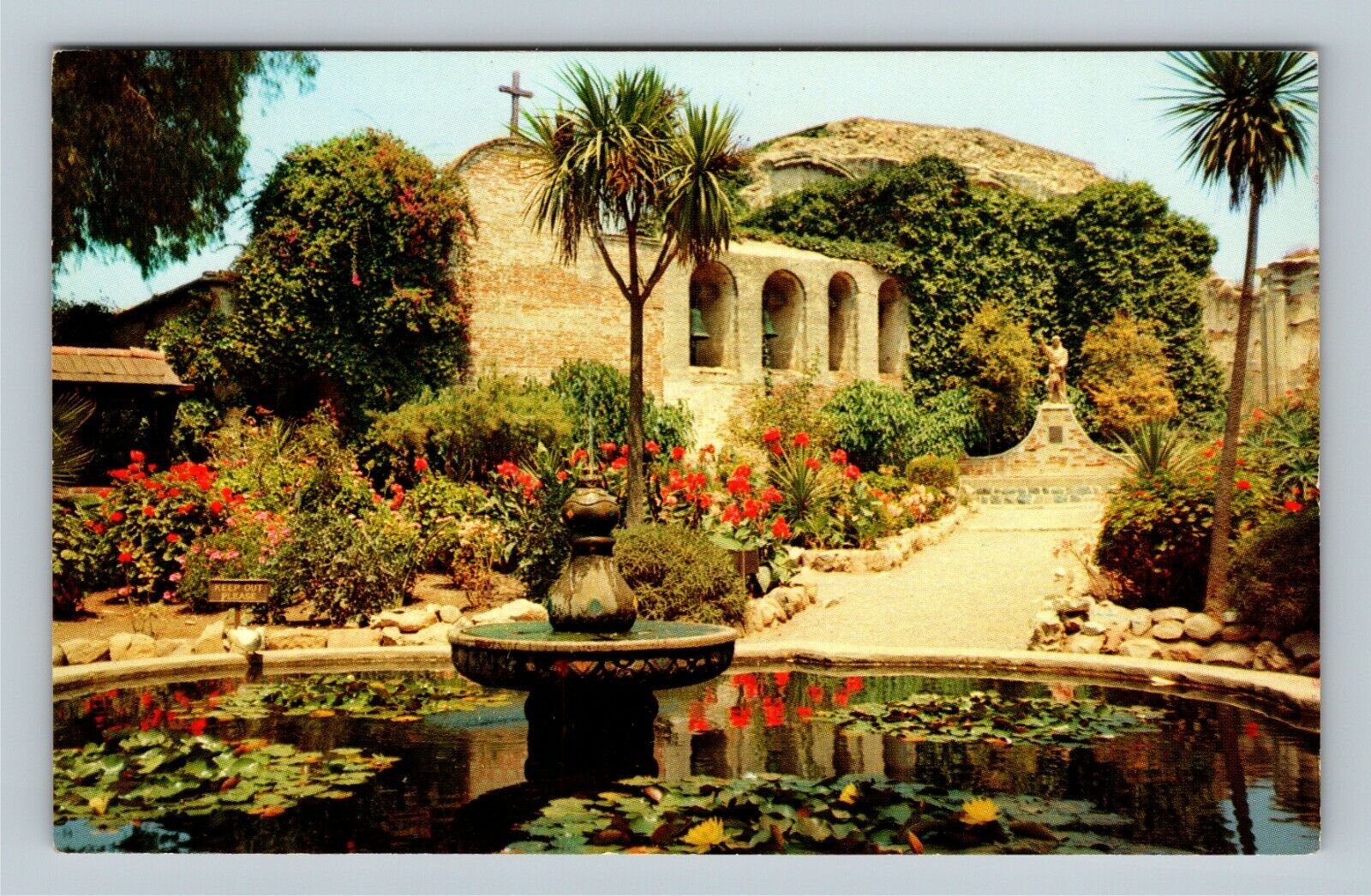 Mission San Juan Capistrano CA, Gardens, California Vintage Postcard