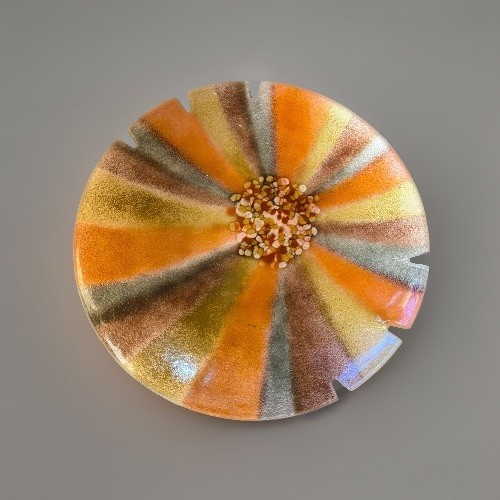 Vintage 1960s Bovano Cheshire Conn Enamel on Copper Art Dish – MCM Orange Burst