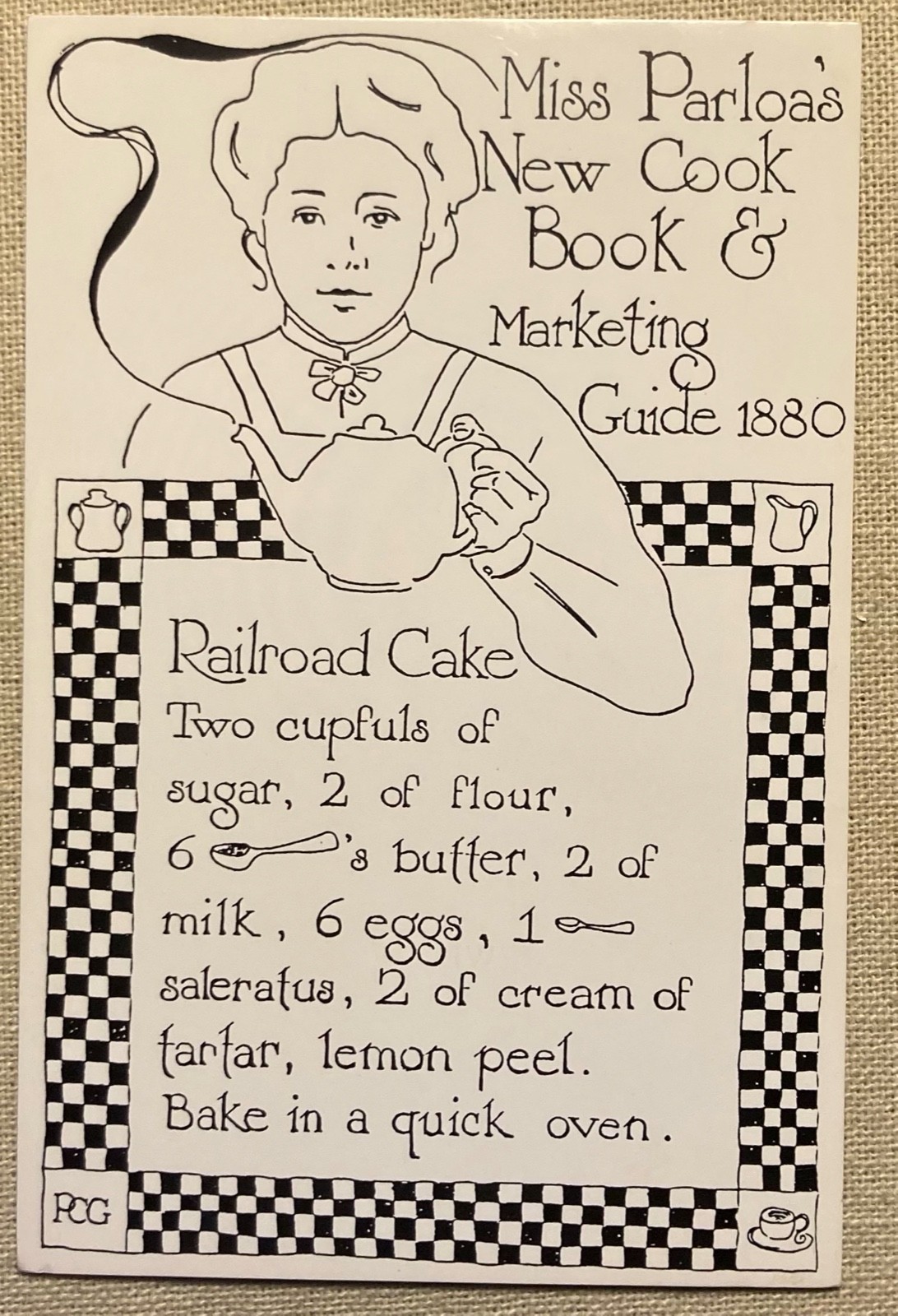 Vtg Postcard Miss Parolas New Cook Book Marketing Guide Railroad Cake Recipe