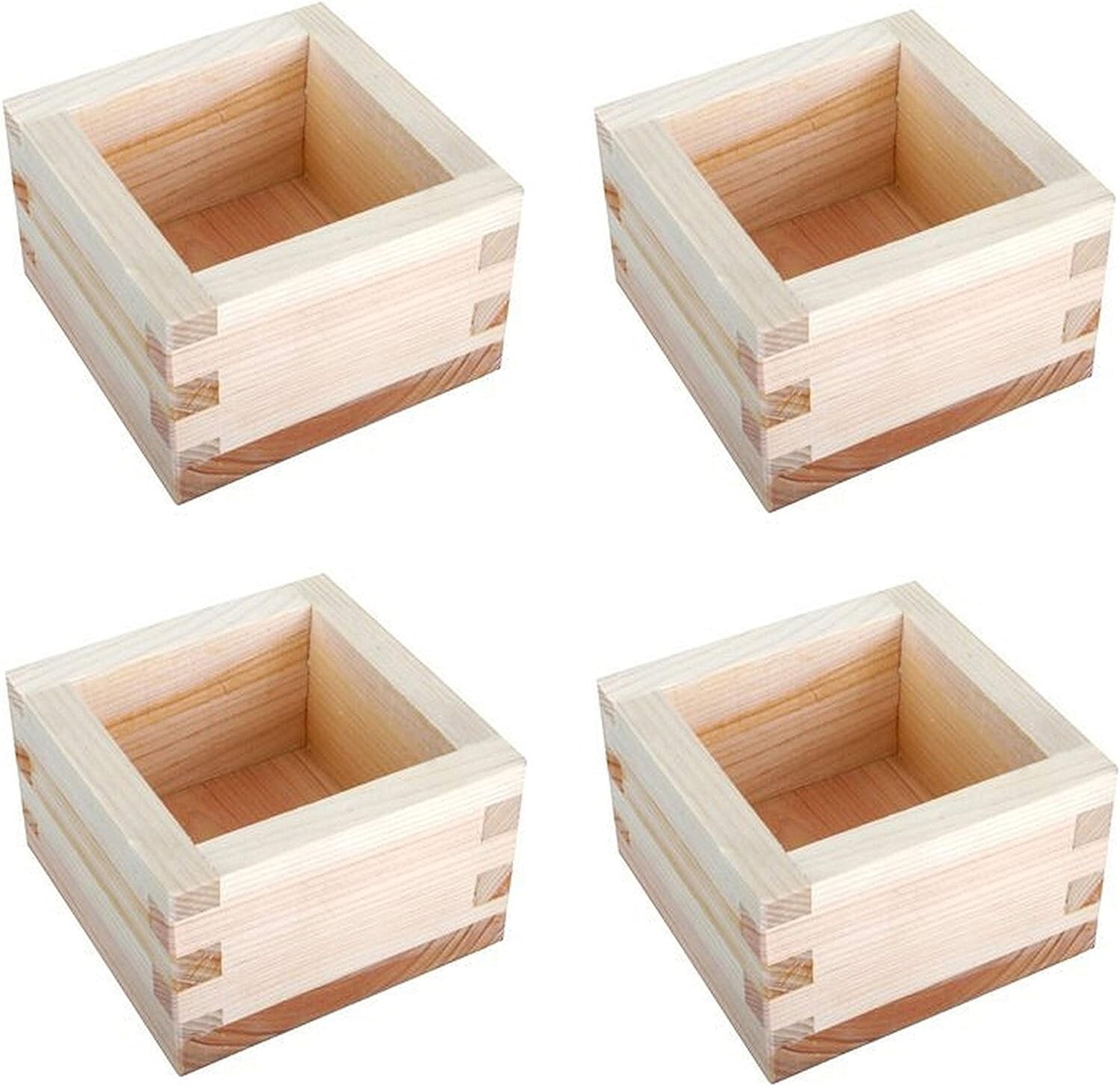 4 Pack Japanese 4 ounce Masu Wooden Sake Cup Hinoki Wood Made in Japan S-2757x4