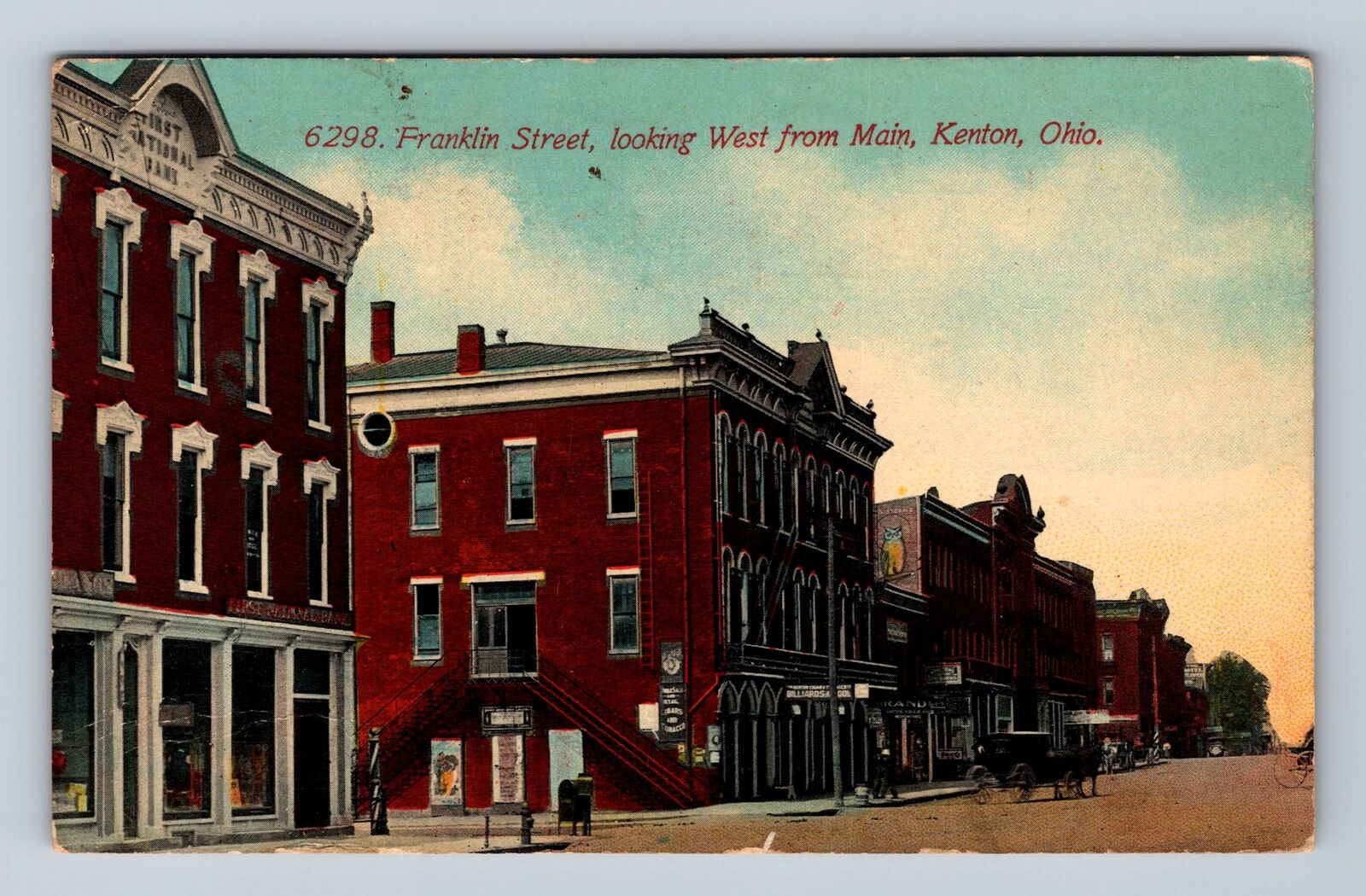 Kenton OH-Ohio, Franklin Street Looking West, Antique Vintage Postcard