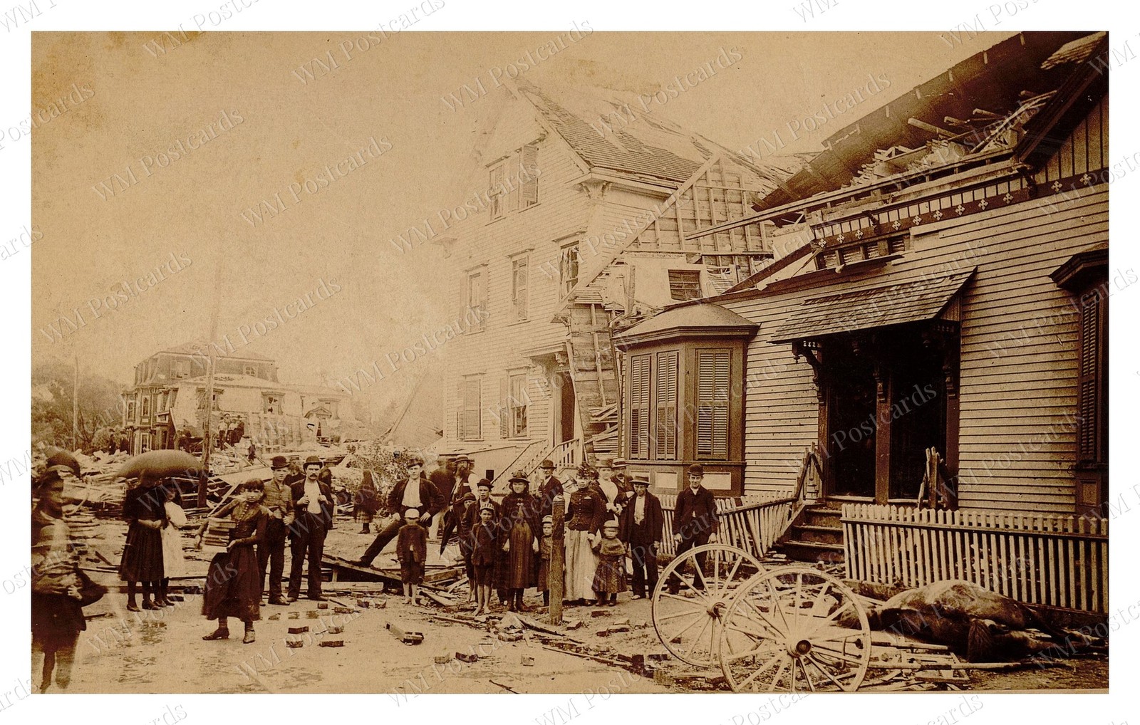 Lawrence Massachusetts 1890 Street Scene Crowd Buildings Standard Postcard