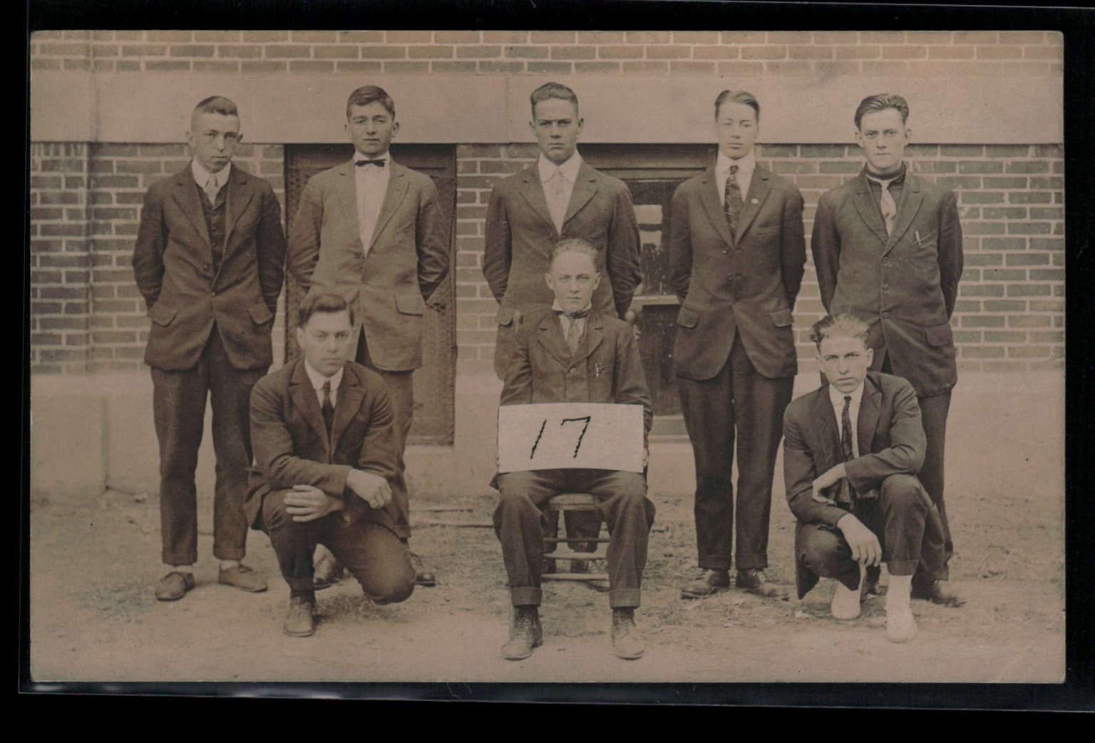 Vintage RPPC Photo Postcard 8 Young Men Group \