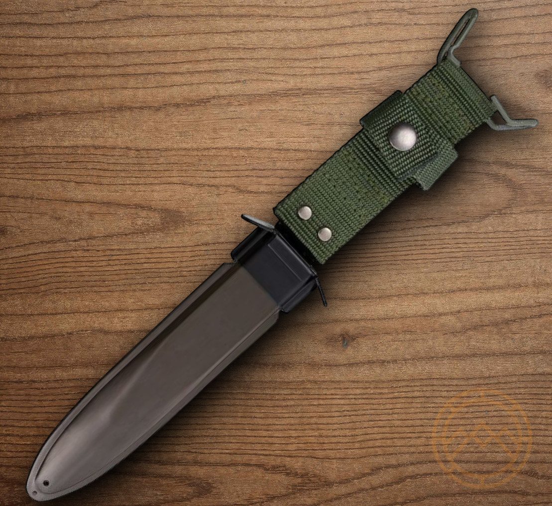 M-7 Combat Knife Sheath X-Hard Composition Construction Nylon Strap Tension Clip