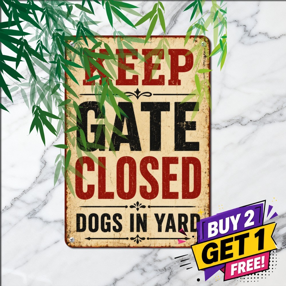 Guard Dog Fence Alert Metal Sign Bold Yard Gate Safety Caution Wall Plaque