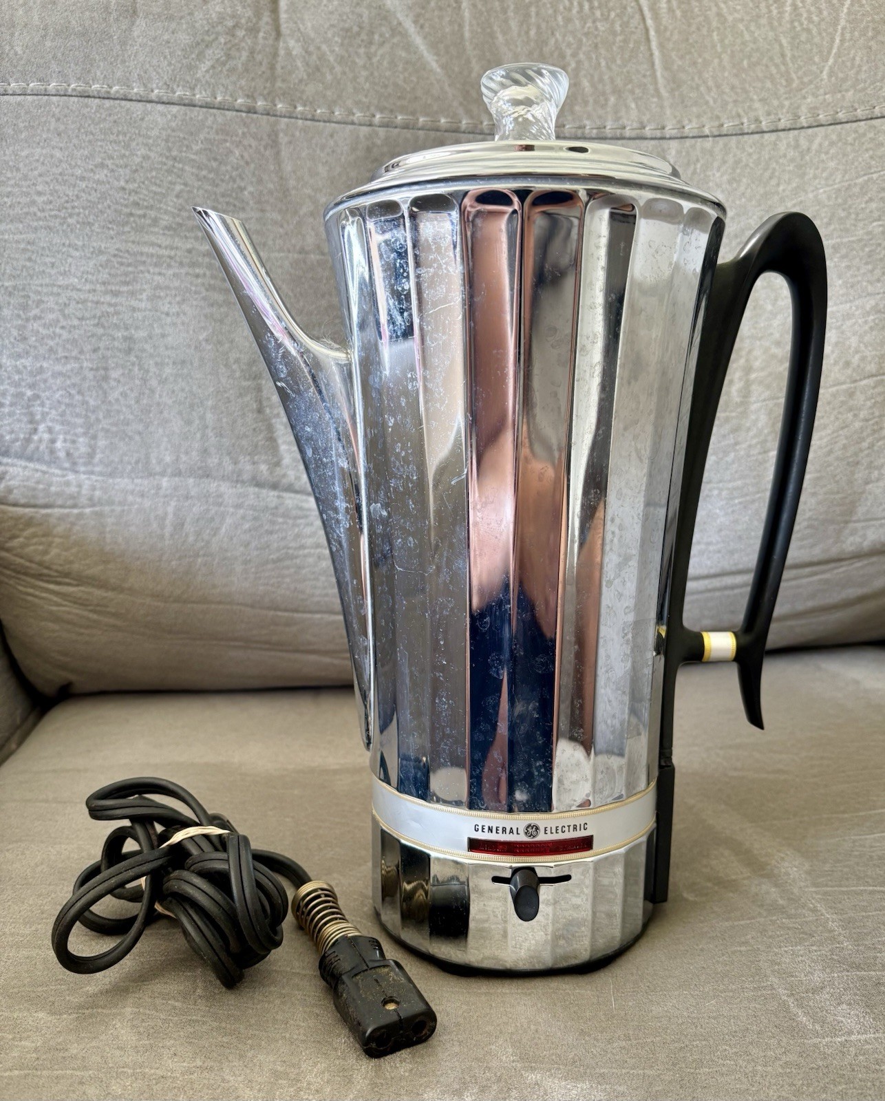 General Electric G4P50 Chrome Automatic Coffee Percolator Art Deco MCM Working