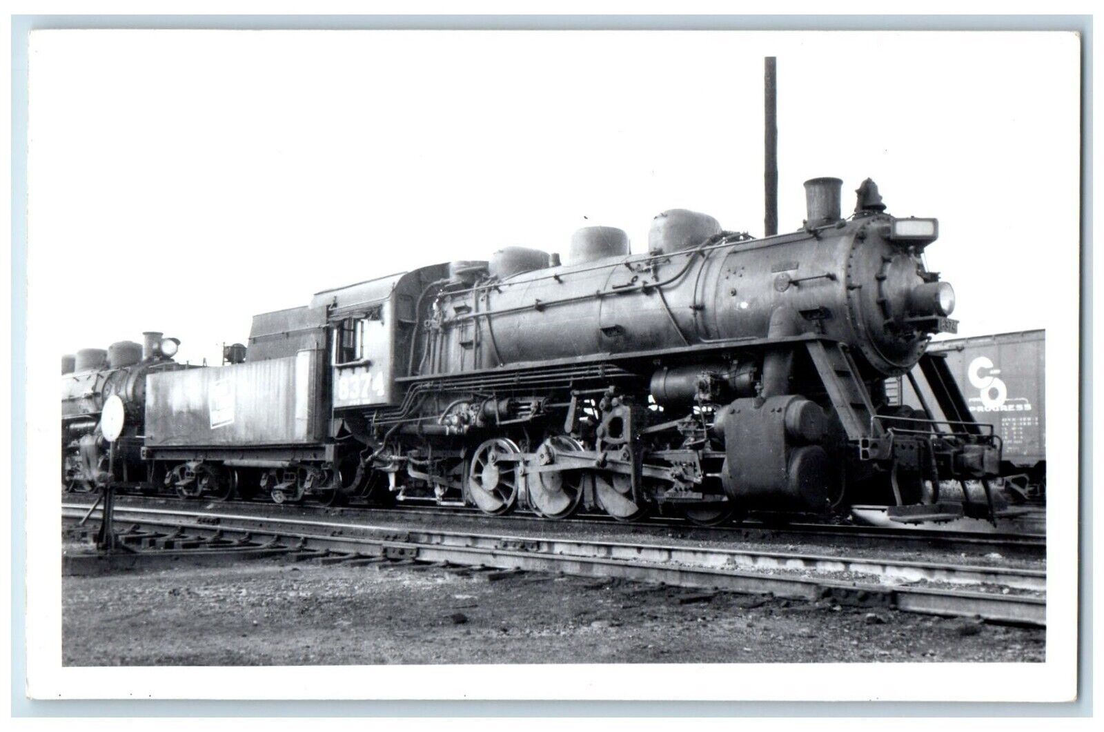 c1950's Durand MI, Locomotive Train 8374 Railroad RPPC Photo Vintage Postcard