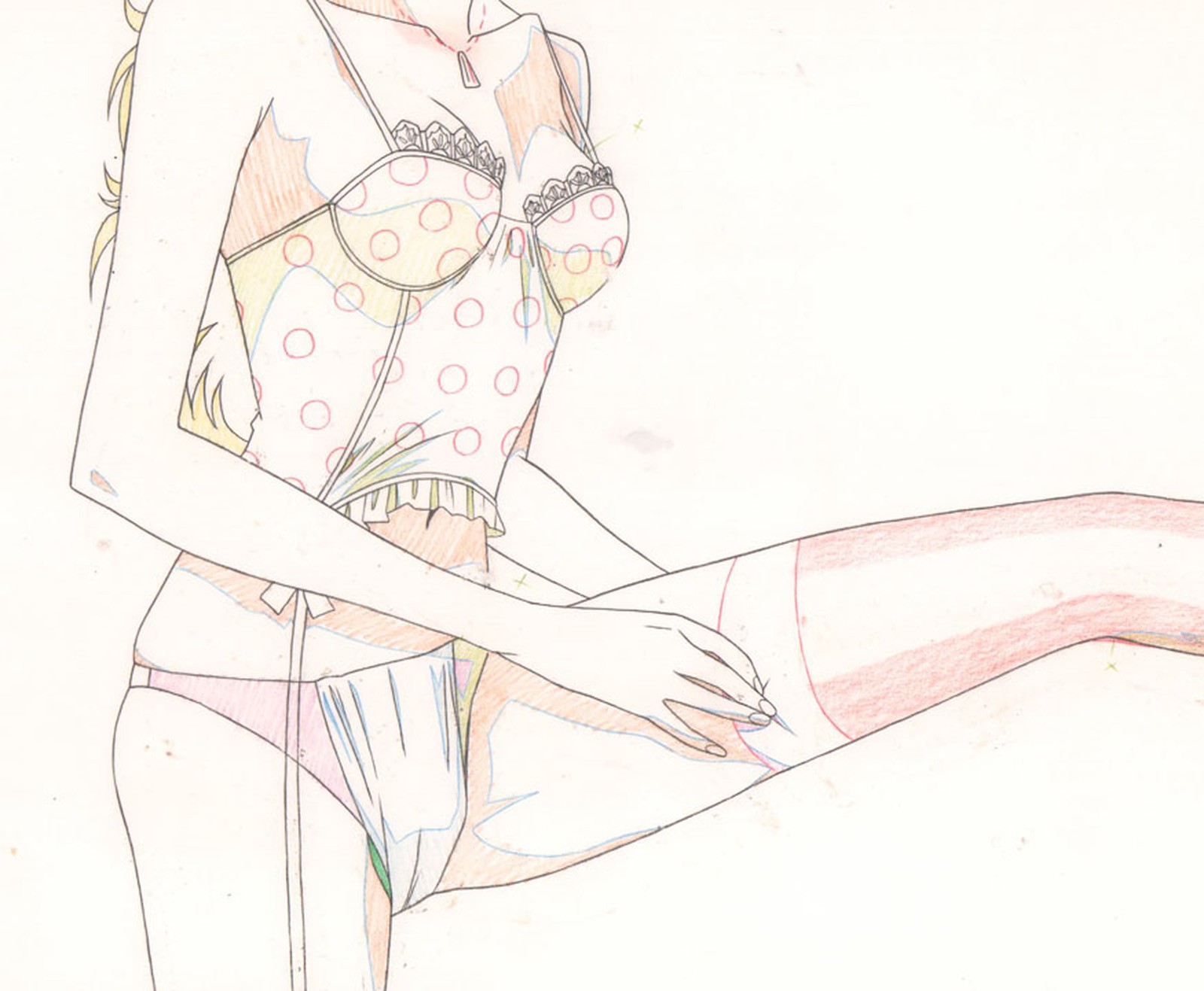 Golden Boy Anime Douga for Cel Office Lady Dressing in Locker Room Lesson 1