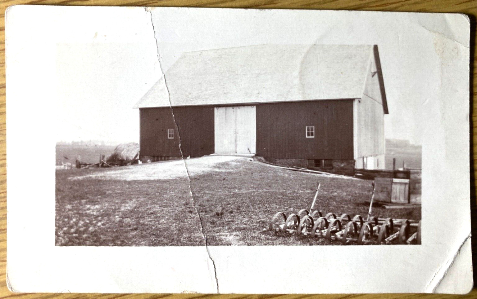 1910s RPPC - OREGON BARN ON FARM antique real photo postcard RURAL AMERICANA