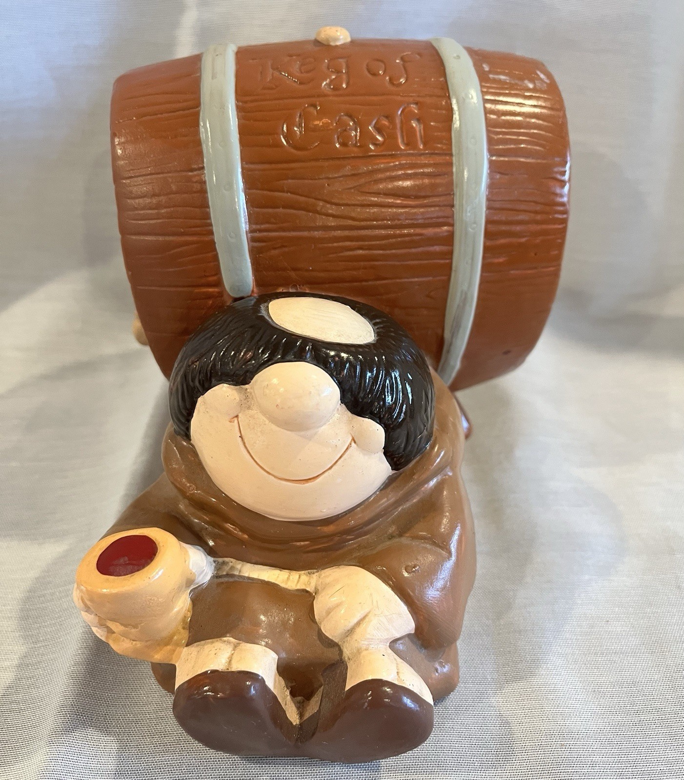 Keg of Cash Ceramic Bank Friar Monk
