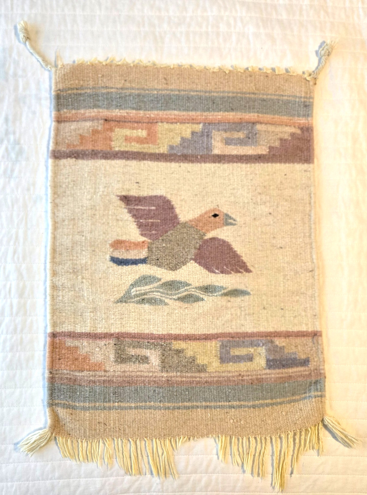 Vtg. Mexican Zapotec Hand Woven Wool Wall Hanging Boho Birds Southwest 22\ Vtg. Mexican Zapotec Hand Woven Wool Wall Hanging Boho Birds Southwest 22\