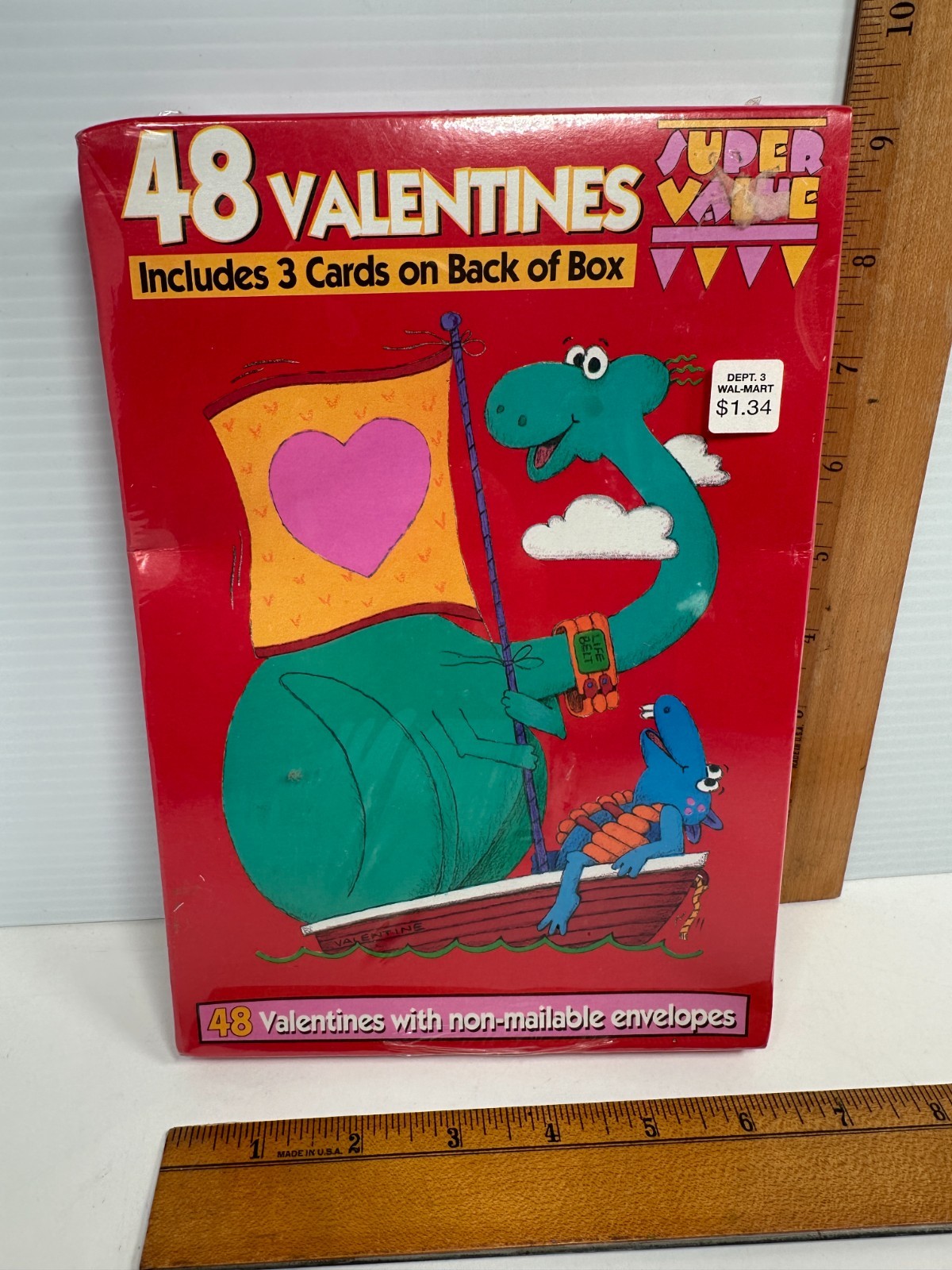 Vintage 80-90s Dinosaur 48 Valentines Day Cards Envelope NIB Teacher Grand Award