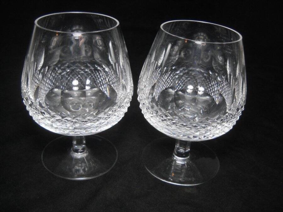 Waterford Crystal Set of Two Lismore Large 5.25 Brandy Cognac Snifter Glasses