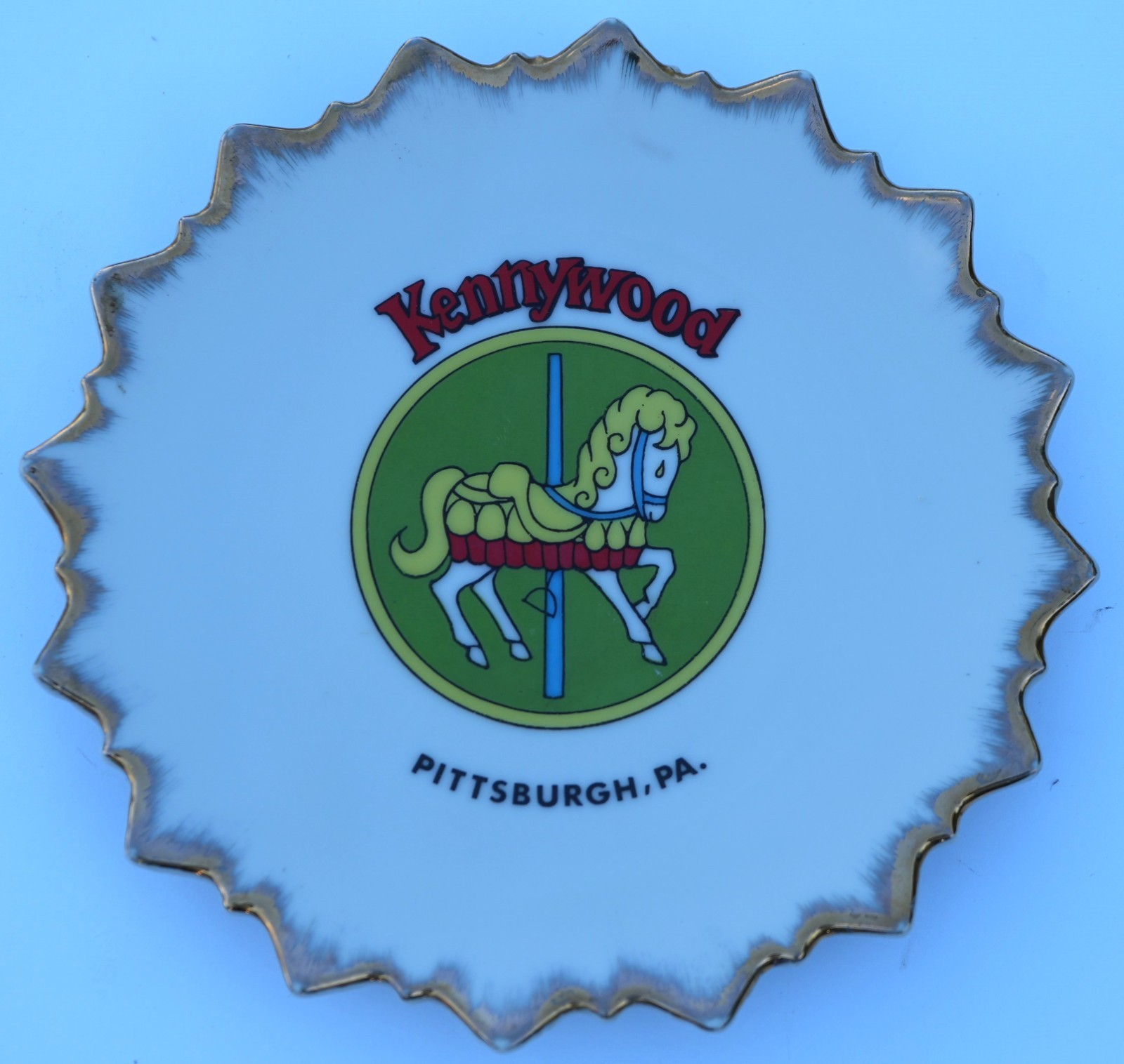 Vintage Kennywood Park Souvenir Plate w/Carousal Horse Pittsburgh Pa.