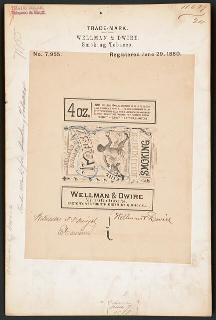 Quincy Illinois 1880 Wellman & Dwire Topsy Fine Killikinick Tobacco Trade Mark