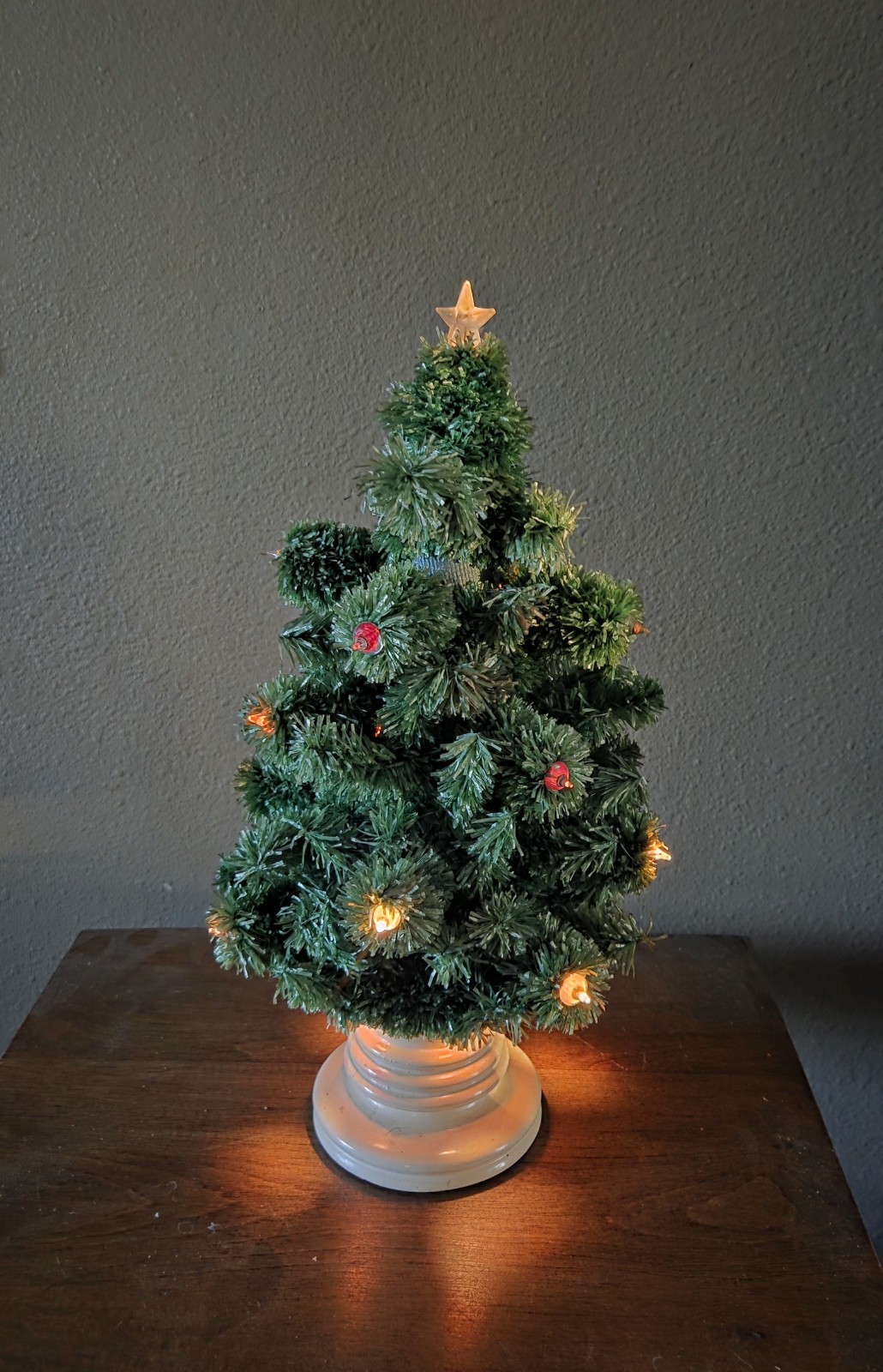 Vintage Glolite Noma Visca Christmas Tree Plaster Base Glass Lights 14.5” c1940s