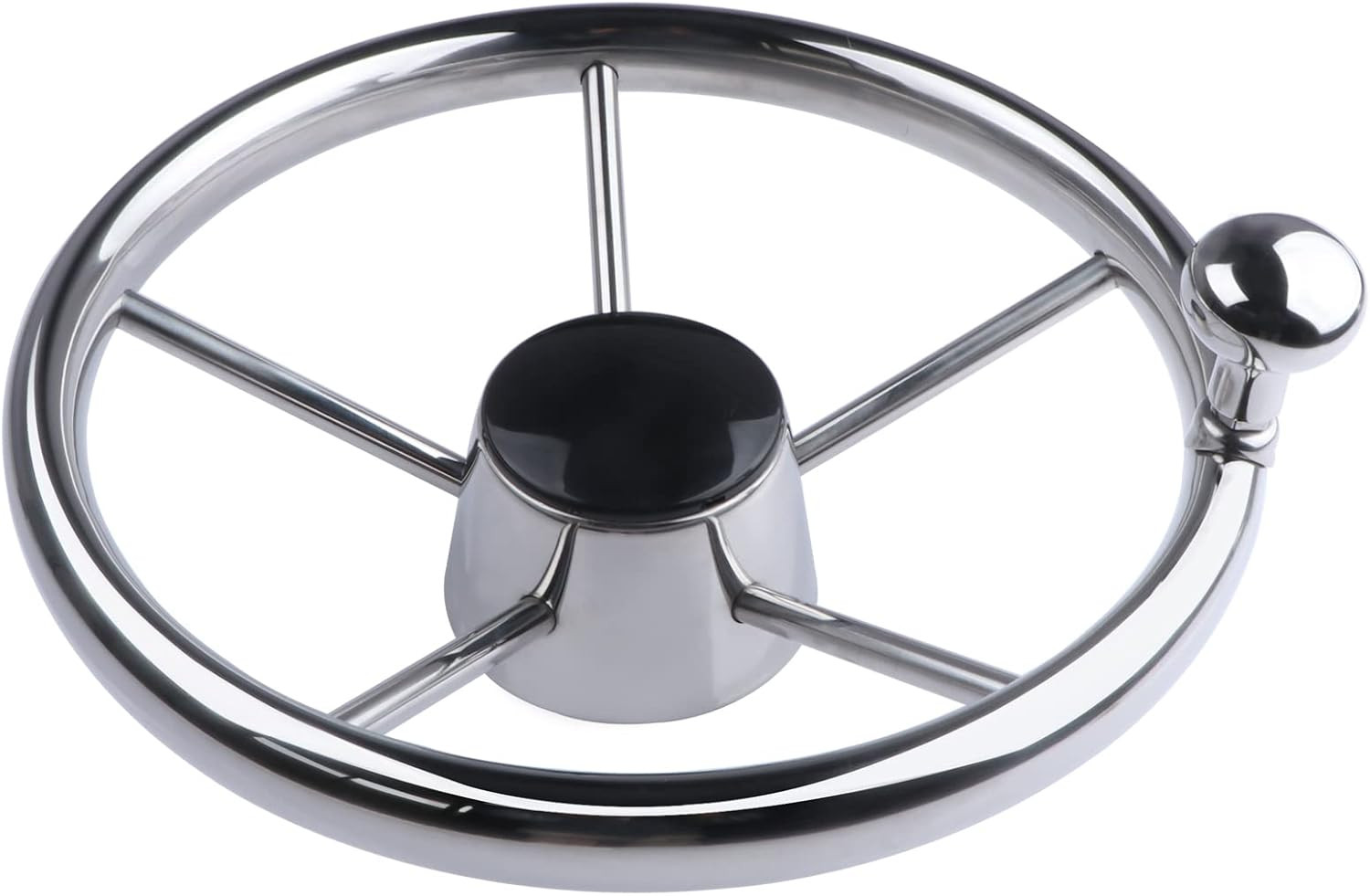 11 Inch Boat Steering Wheel Stainless Steel Marine Destroyer 5 Spoke Knob Yacht