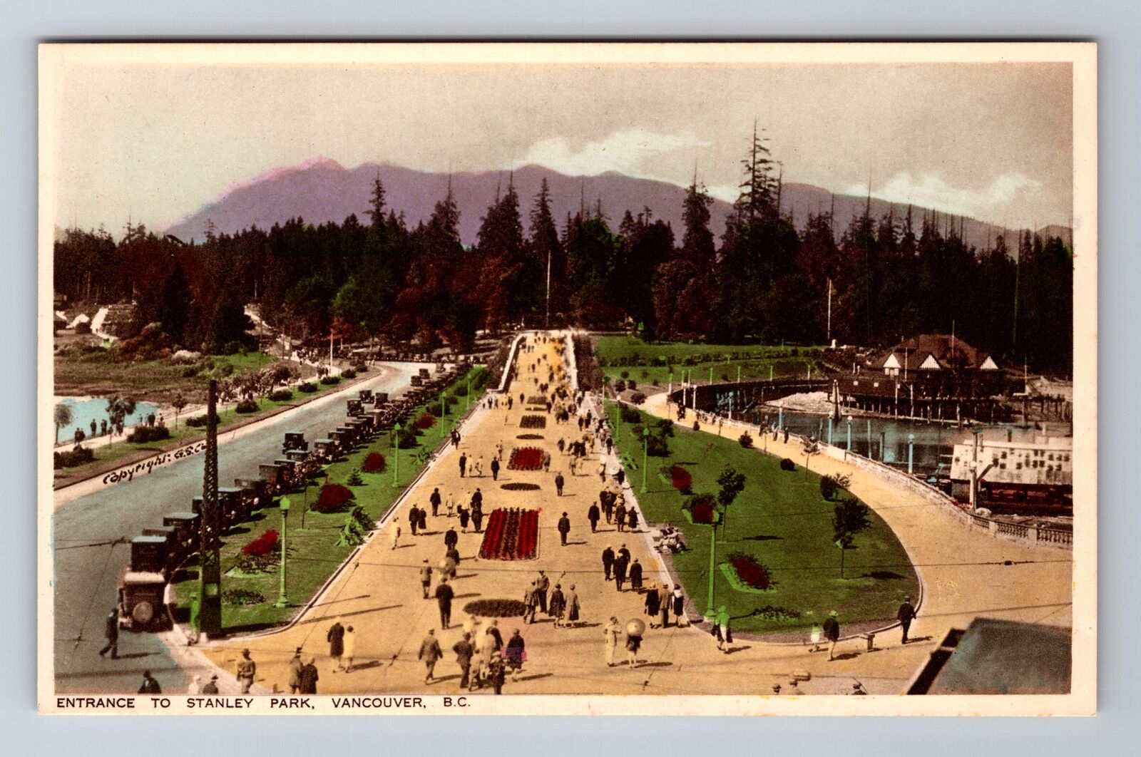 Vancouver-British Columbia, Entrance to Stanley Park, Vintage Souvenir Postcard