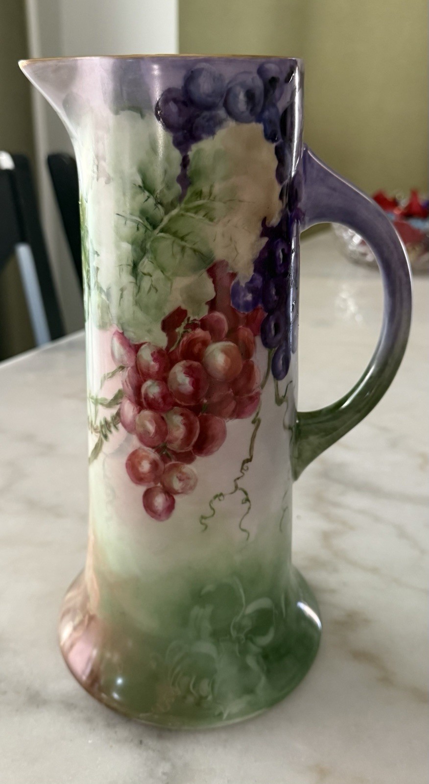 Antique 1892 PSL Austria PorcelainPitcher Hand Painted Grapes Sign K. L.Sperry Antique 1892 PSL Austria PorcelainPitcher Hand Painted Grapes Sign K. L.Sperry