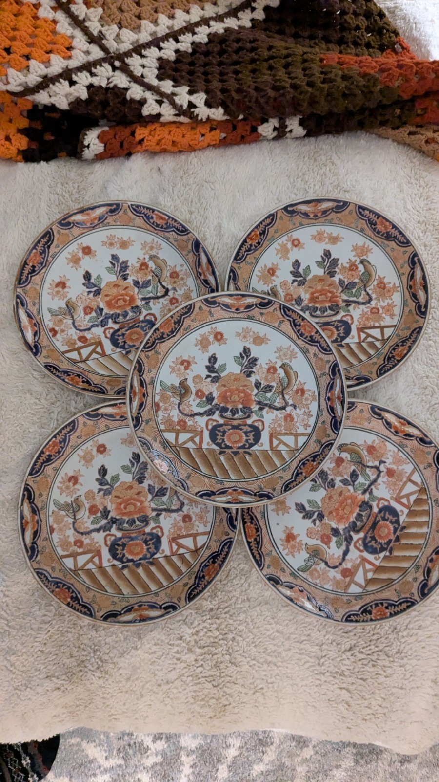 Antique Chinese Set Of 5 Imari Porcelain plates Hand Painted 10x6.5x2.5 Antique Chinese Set Of 5 Imari Porcelain plates Hand Painted 10x6.5x2.5