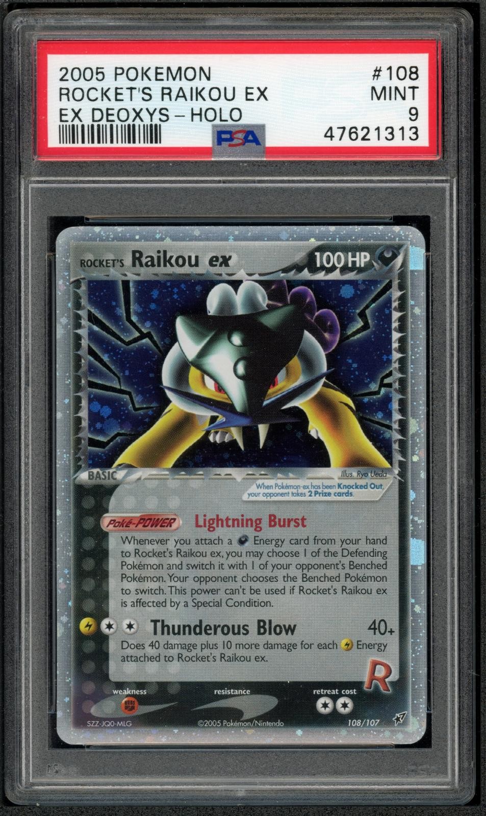 PSA 9 ROCKET'S RAIKOU ex 108/107 | EX Deoxys Holo Pokemon Card